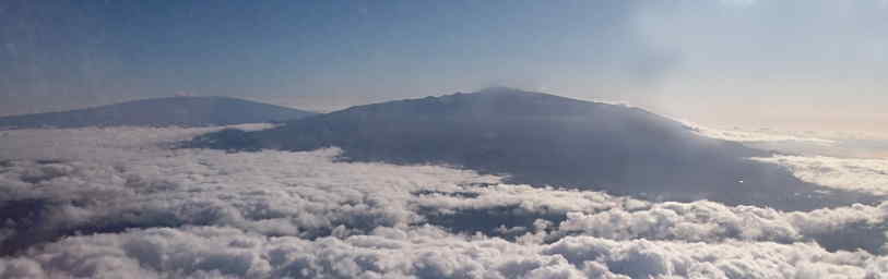 Mauna Lau and Mauna Kea from airplane