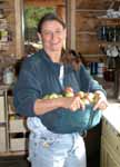 Lynde and shirt full of apples